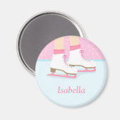 アイススケートスケートで滑るリンク女子パーソナライズされた マグネット (正面/裏面)