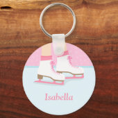 アイススケートスケートで滑る女子リンク キーホルダー (正面)