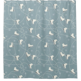 アイススケートスノーフレーク模様シャワーカーテン シャワーカーテン