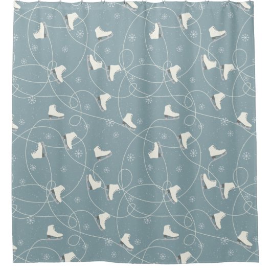 アイススケートスノーフレーク模様シャワーカーテン シャワーカーテン (正面)