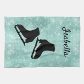 アイススケートタオル姿スケートターコイズの輝き キッチンタオル (横)