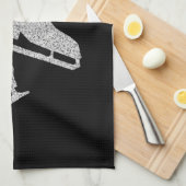 アイススケートタオル姿スケートブラックシルバーグリッター キッチンタオル (四つ折り)