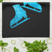 アイススケートタオル姿スケートブラックブルーアイス キッチンタオル (折り畳み)