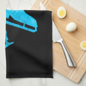 アイススケートタオル姿スケートブラックブルーアイス キッチンタオル (四つ折り)