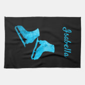 アイススケートタオル姿スケートブラックブルーアイス キッチンタオル (横)