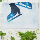 アイススケートタオル姿スケートブルー キッチンタオル (折り畳み)