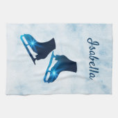 アイススケートタオル姿スケートブルー キッチンタオル (横)