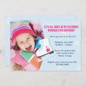 アイススケートパーティーの写真招待 招待状 (正面/裏面)