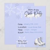 アイススケートパーティー冬の誕生日招待状 招待状 (正面/裏面)