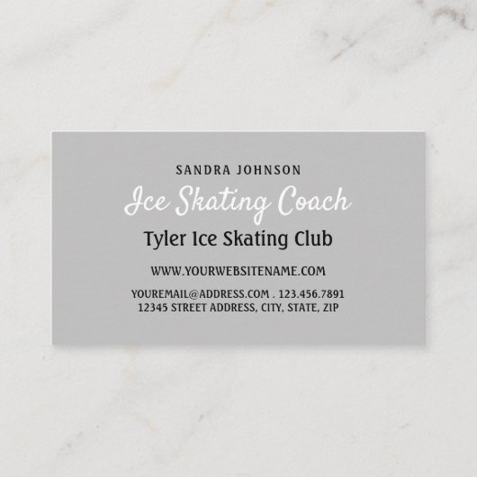 アイススケートロゴ、アイススケーター、アイススケートで滑るコーチ 名刺 (裏面)