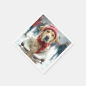 アイススケート付きゴールデンレトリバー スタンダードカクテルナプキン (角)