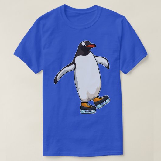アイススケート付き氷スケートで滑るペンギン2 Tシャツ (デザイン正面)