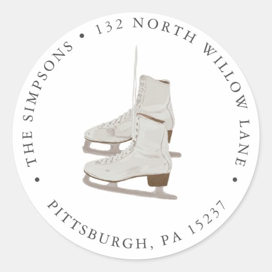 アイススケート差出人住所クラシックラウンドステッカー ラウンドシール (正面)