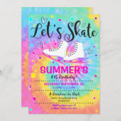 アイススケート絞り染め招待状アイススケートで滑るパーティー 招待状 (正面/裏面)