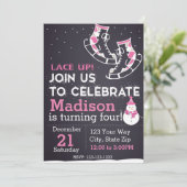 アイススケート誕生日招待状（ピンク） 招待状 (スタンド正面)