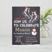 アイススケート誕生日招待状（赤） 招待状 (スタンド正面)