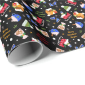 アイススケート雪だるまとソリパーソナライズされた ラッピングペーパー (ロールコーナー)