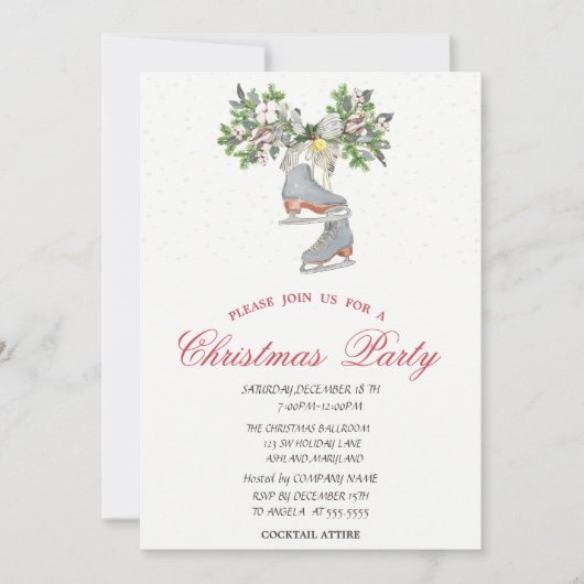 アイススケート雪のクリスマスパーティー 招待状 (正面)