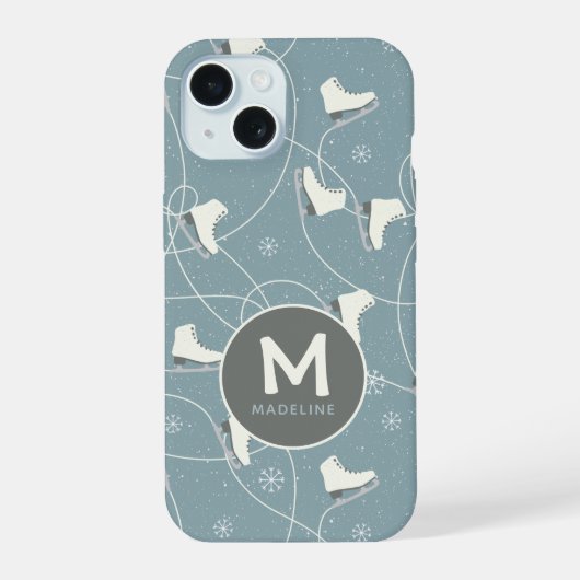 アイススケート&スノーフレークパーソナライズされた iPhone 15ケース (裏面)