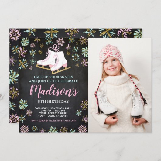 アイススケート, 写真付きのウィンターワンダーランド 招待状 (正面/裏面)