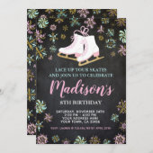 アイススケート、冬のワンダーランド、黒板 招待状 (正面/裏面)