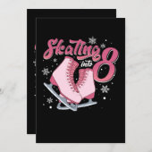 アイススケート 8歳の誕生日 女の子 招待状 (正面/裏面)