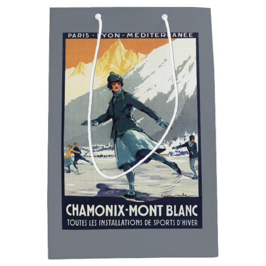 アイススケート- PLMのオリンピック広告宣伝ポスター ミディアムペーパーバッグ (正面)