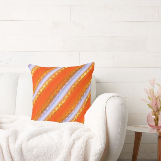 アイスストライプの広いスタイルから黄色がかったオレンジ色のレース クッション (ソファ)