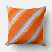 アイスストライプの広いスタイルから黄色がかったオレンジ色のレース クッション (正面)