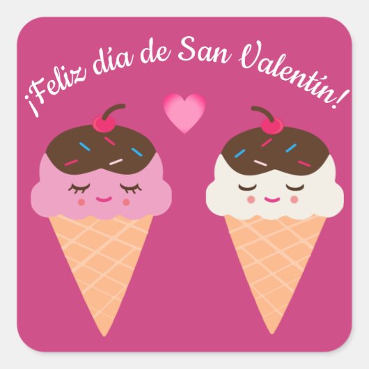 アイススペインのクリームが貼られたバレンタインデーのシール スクエアシール (正面)