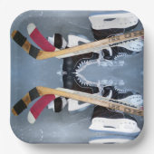 アイススポーツの写真をスケートで飛ばすホッケースティック ペーパープレート (正面)