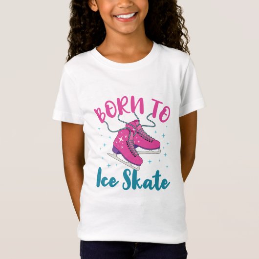 アイスス生まれケートかわいい姿スケートで滑るスケーター Tシャツ (正面)