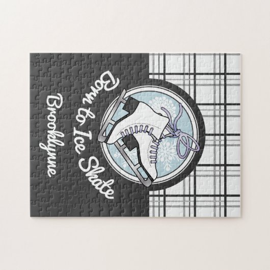 アイスス生まれケートへ – タータンチェックスノーフレーク氷スケートで滑る ジグソーパズル (横)