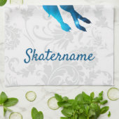 アイスダンススケートタオル – 青い星ペア キッチンタオル (折り畳み)