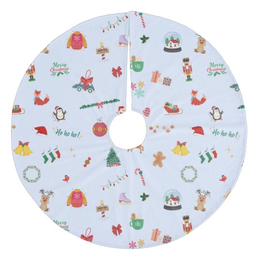 アイスティブルーサンタクロース雪だるまクリスマス フリース ツリースカート (正面)