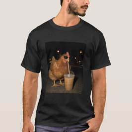 アイスティーを持った面白いニワトリ ファームギフト Tシャツ
