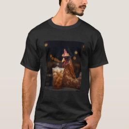 アイスティーを持った面白いニワトリ ファームギフト Tシャツ