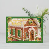 アイスティージングガーブレッドハウスキャンディフォイルホリデーカード 箔シーズンカード (立ち正面)