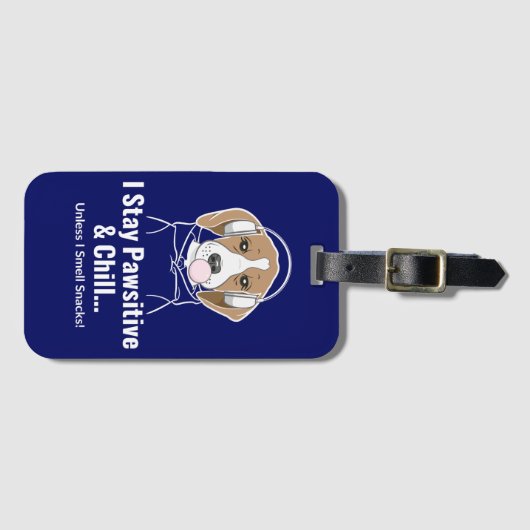 アイステイポーシティブアンドチルベーグルおもしろい犬 ラゲッジタグ (正面横)