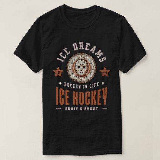 アイスドリームホッケーは人生アイスホッケーファンギア Tシャツ (デザイン正面)