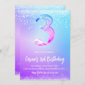 アイスナンバー ホイル ガール 3歳の誕生日 招待状 (正面/裏面)