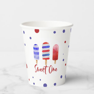 アイスバーのSweet One 赤 白 青 1歳の誕生日 紙コップ