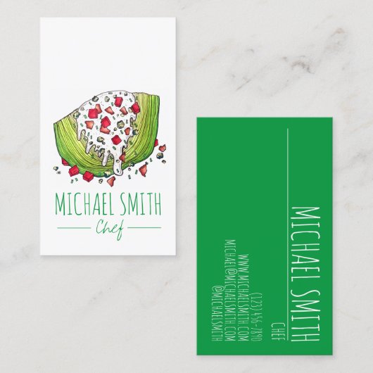 アイスバーグレタスくさびサラダ食品仕出しシェフ 名刺 (正面/裏面)