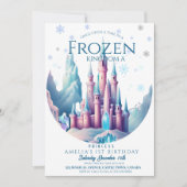 アイスバースデー カートゥーンプリンセス 城 1歳 パーティー 招待状 (正面)