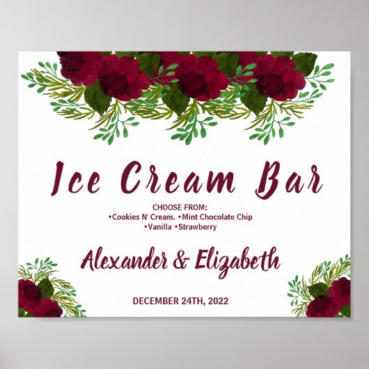 アイスバー 結婚前お披露目パーティー ウェディング レッドフラワー サイン (正面)