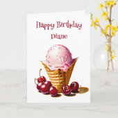 アイスパーソナライズされたクリームコーン誕生日 カード (黄色い花)