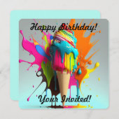 アイスパーソナライズされたクリームコーン鮮やか招待状 招待状 (正面/裏面)