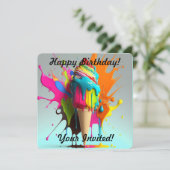 アイスパーソナライズされたクリームコーン鮮やか招待状 招待状 (スタンド正面)