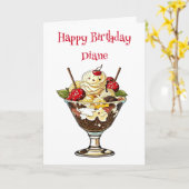 アイスパーソナライズされたクリームサンデ誕生日for Her カード (黄色い花)