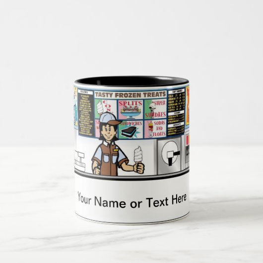 アイスパーソナライズされたクリームストア – 女性マンガ ツートーンマグカップ (中央)